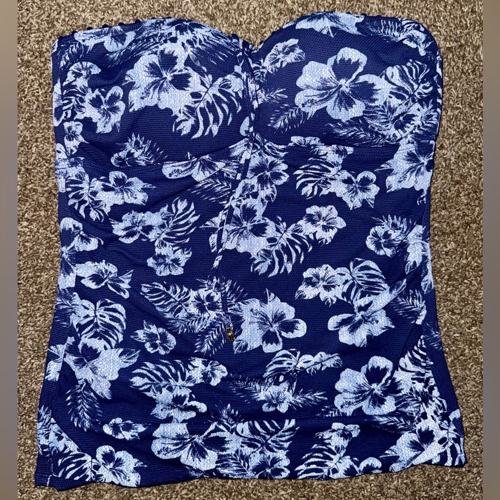 Tommy Bahama Chambray Blossom Floral Tankini Top - Picture 2 of 7